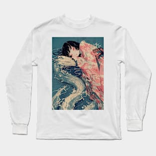 Geisha dragon in water 7204 Long Sleeve T-Shirt